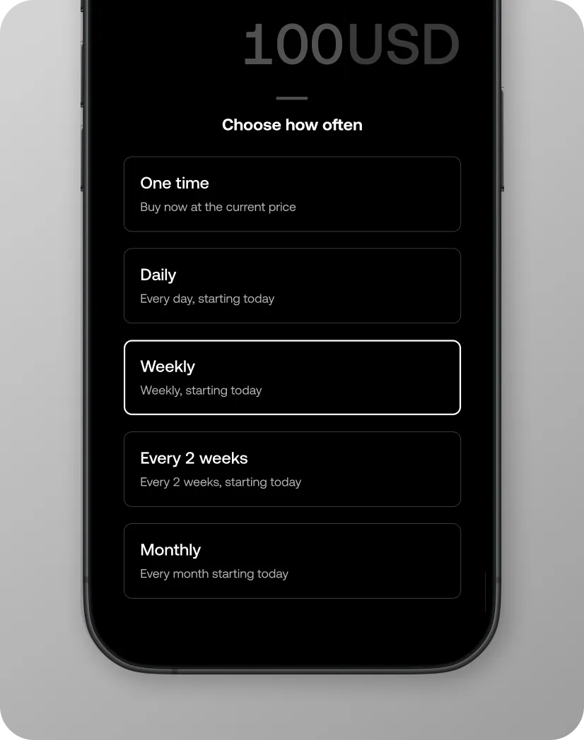 Frequency picker — one time, daily, weekly, every two weeks, or monthly