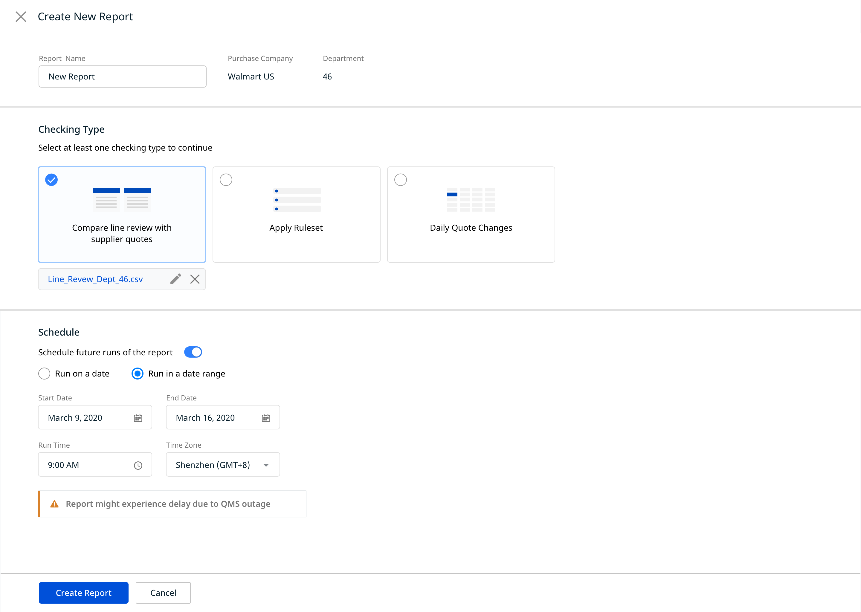 Scheduled reporting